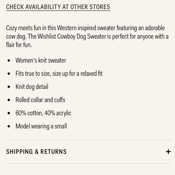 Wishlist Cowboy dog sweater - Picture 4 of 4